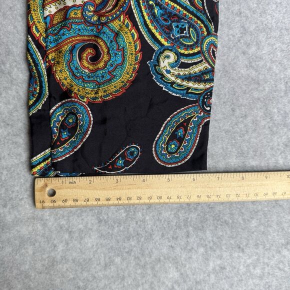 J Crew Pull On Silk Pants Womens 0 Black Paisley Ankle Casual Trousers - Picture 8 of 9